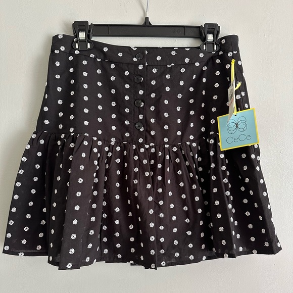 NWT CECE Button Up Daisy Eyelet Embroidered Mini A-Line Skirt - Picture 7 of 7